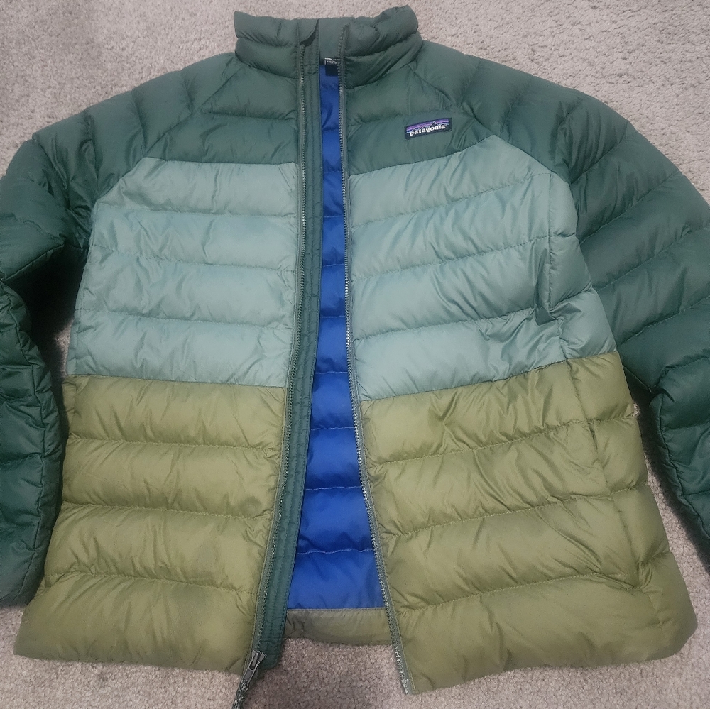 Patagonia Green and Blue Puffer Jacket